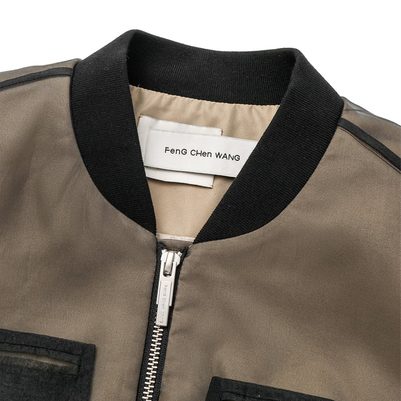 Wmns Patched Cropped Jacket 'Black Khaki'