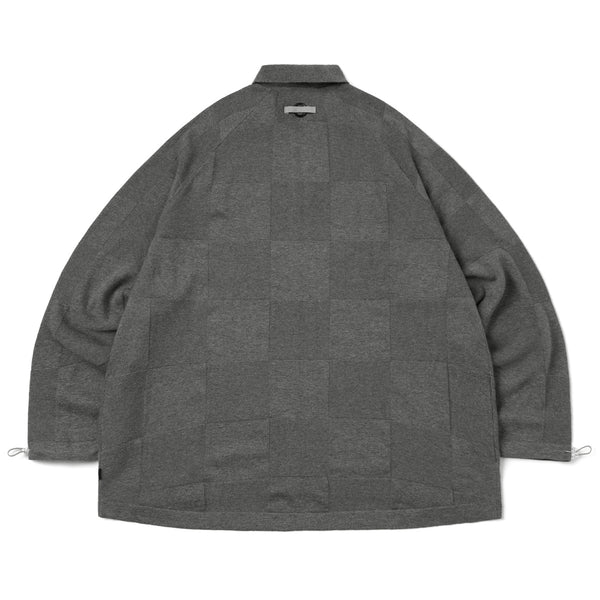 + AES G.A.T-01K Checkerboard Knit Polo Shirt 'Grey'