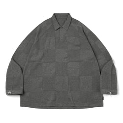 + AES G.A.T-01K Checkerboard Knit Polo Shirt 'Grey'