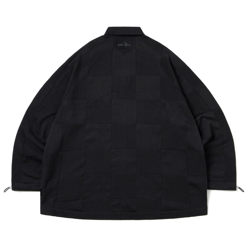 + AES G.A.T-01K Checkerboard Knit Polo Shirt 'Shadow'