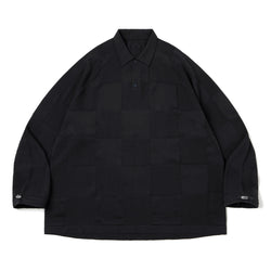 + AES G.A.T-01K Checkerboard Knit Polo Shirt 'Shadow'