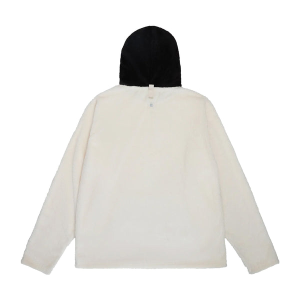 Bear Patch Boa Fleece Pullover Hood 'Ecru'