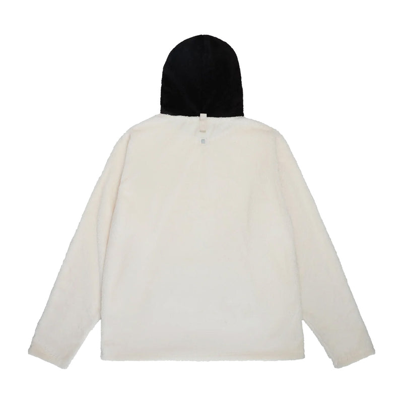 Bear Patch Boa Fleece Pullover Hood 'Ecru'