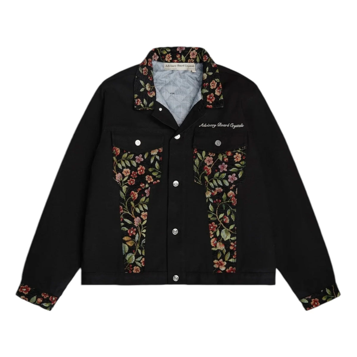 Floral Jacquard Canvas Harrington Jacket 'Black'