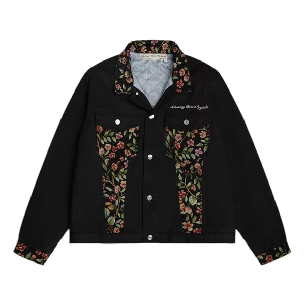 Floral Jacquard Canvas Harrington Jacket 'Black'