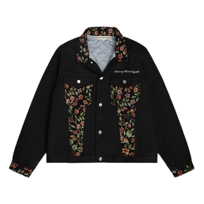 Floral Jacquard Canvas Harrington Jacket 'Black'