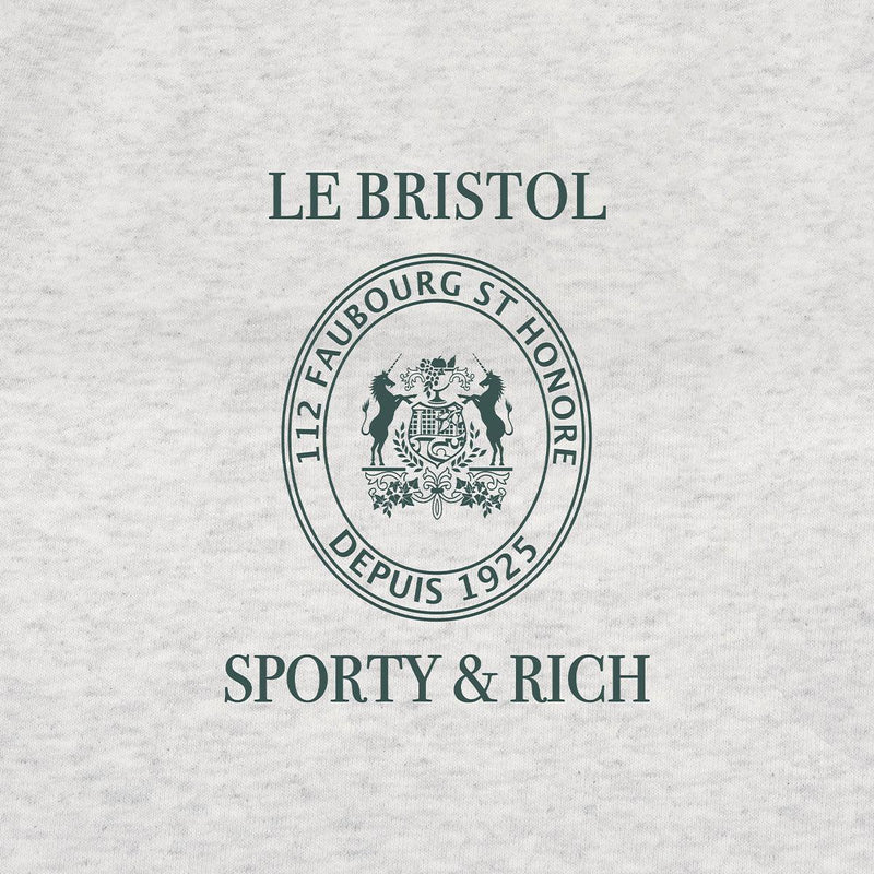 + Le Bristol Paris Crest Seal Hoodie 'Heather Grey Forest Green'