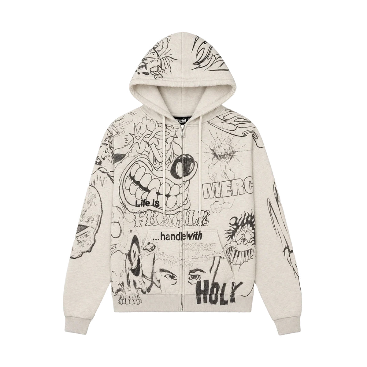 Graffiti Zip-Up Hoodie 'Grey'