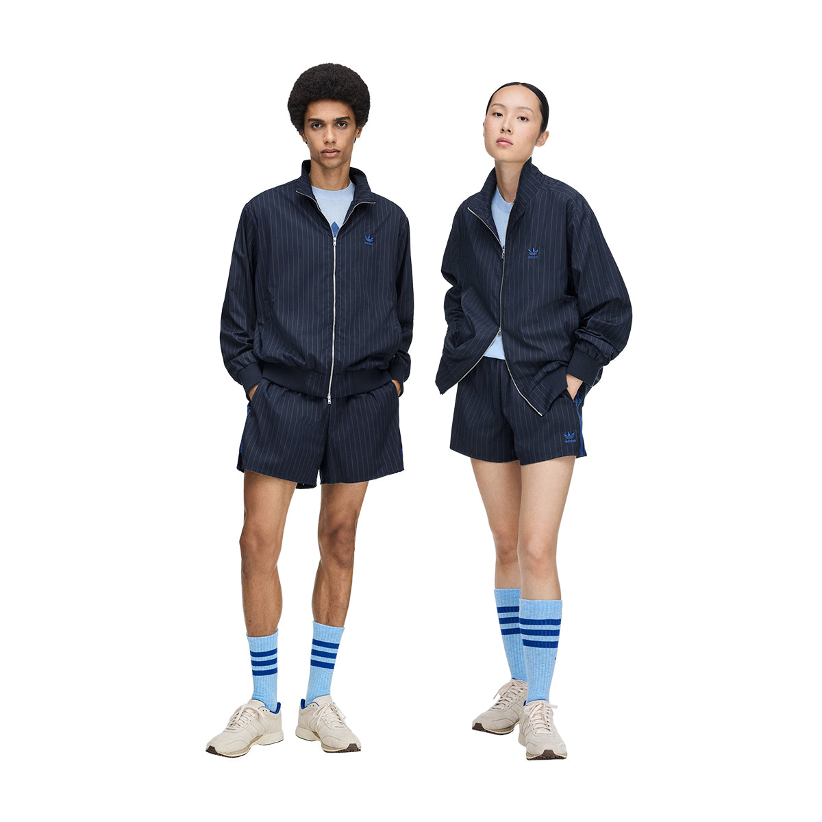 + Wales Bonner Pinstripe Track Jacket 'Night Navy'