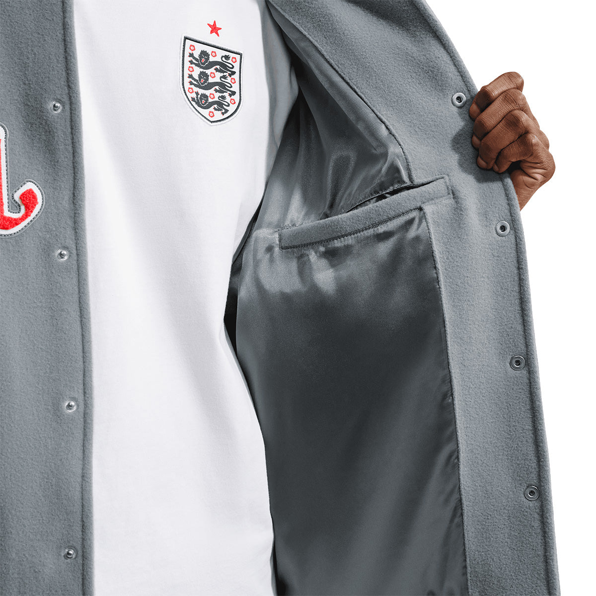 + Palace + England Varsity Jacket 'Cool Grey'