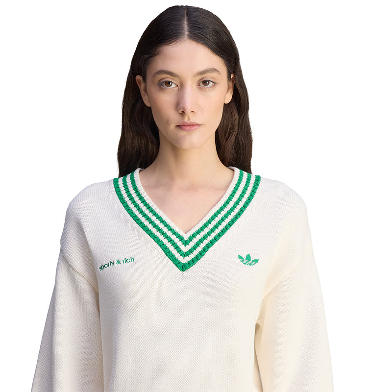 + Sporty & Rich V-Neck Sweater 'Off White Green'