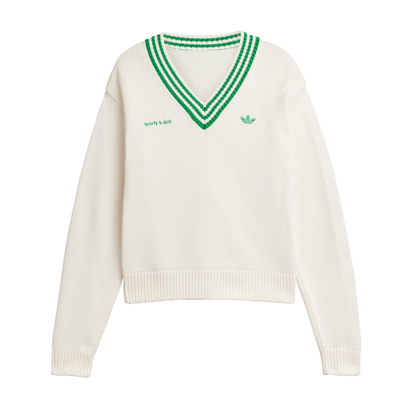 + Sporty & Rich V-Neck Sweater 'Off White Green'