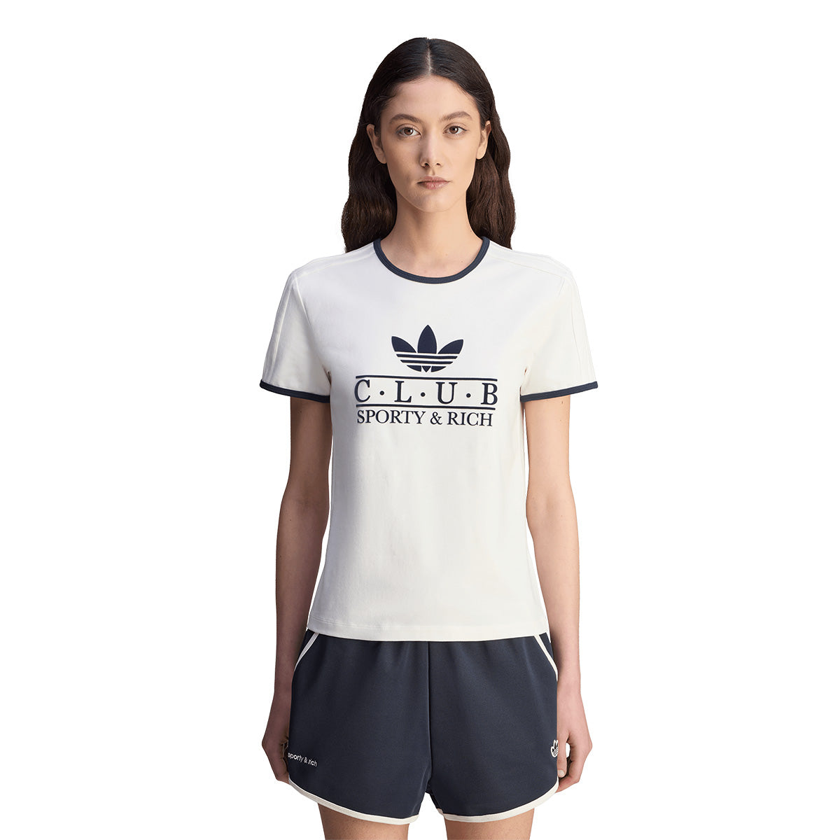 + Sporty & Rich Wmns Tee 'Core White Night Navy'