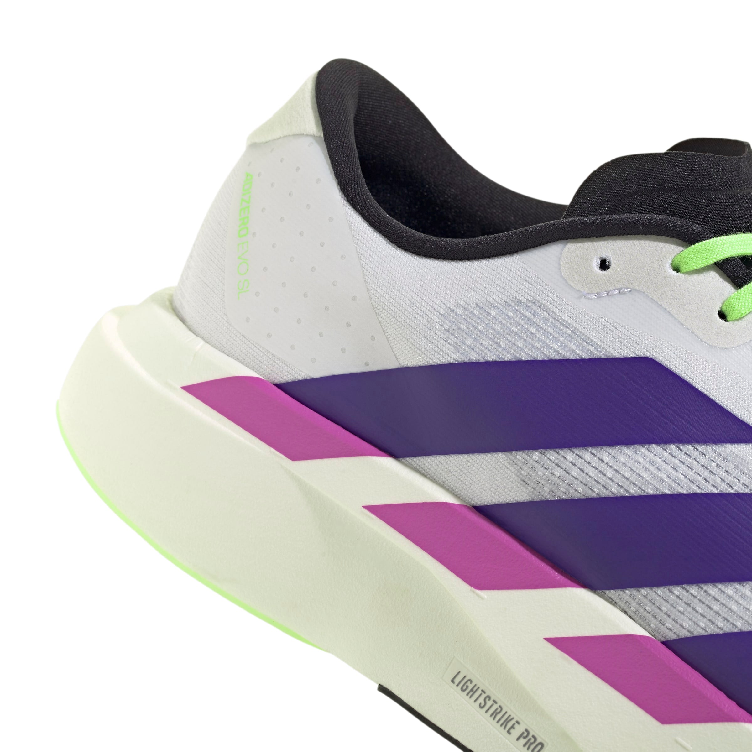 Adizero Evo SL 'White Collegiate Purple Lime Burst'