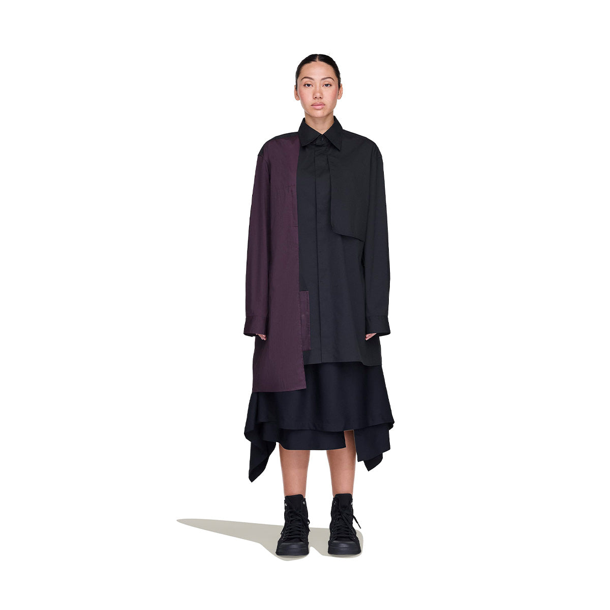 Sporty Cotton Shirt 'Burgundy Black'