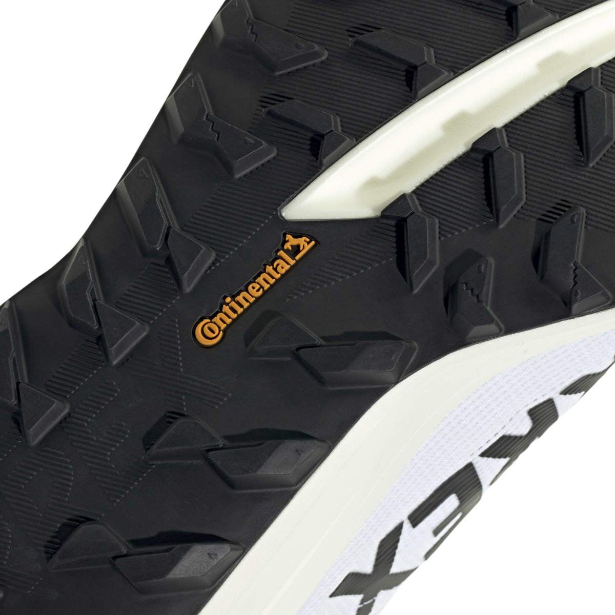 Close-up of a shoe sole with Continental logo on a white background