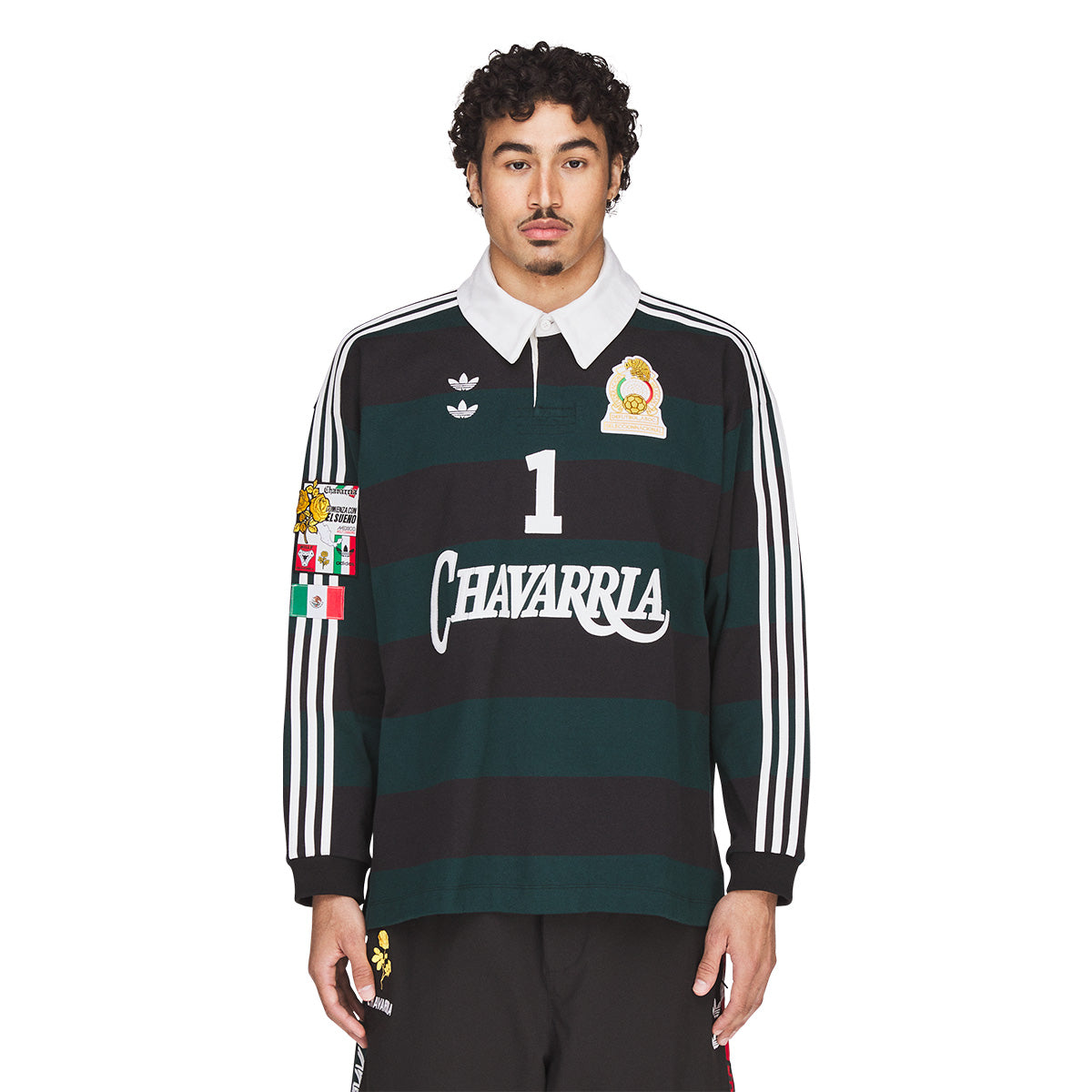 + Willy Chavarria LS Rugby Shirt ' Black Aurora Ivy'