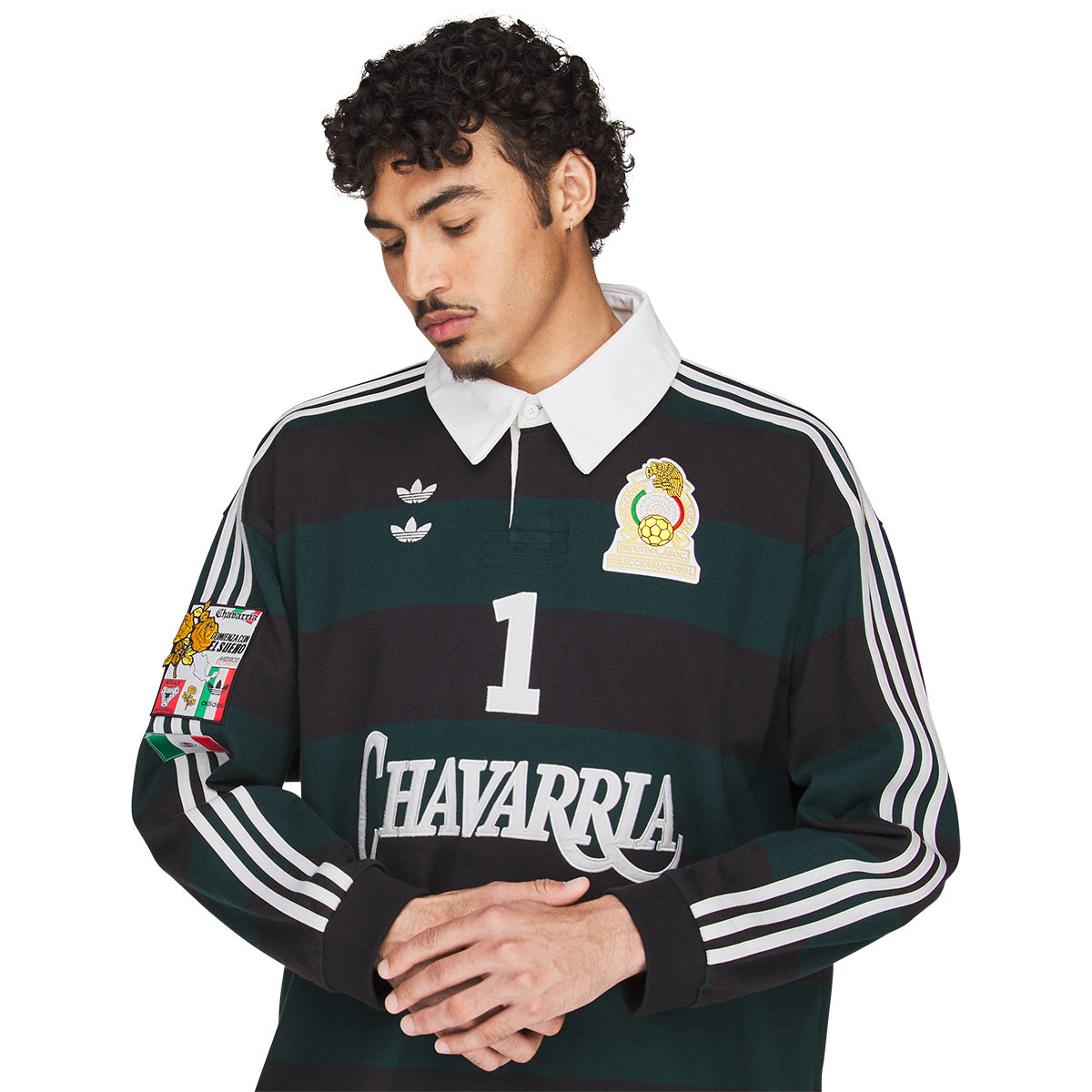 + Willy Chavarria LS Rugby Shirt ' Black Aurora Ivy'
