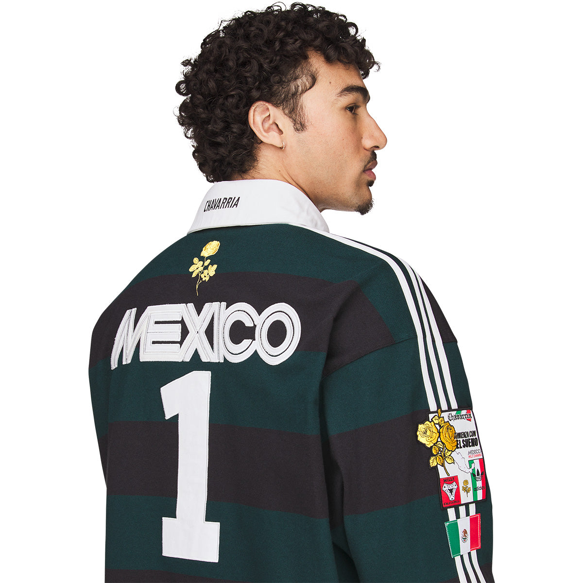 + Willy Chavarria LS Rugby Shirt ' Black Aurora Ivy'