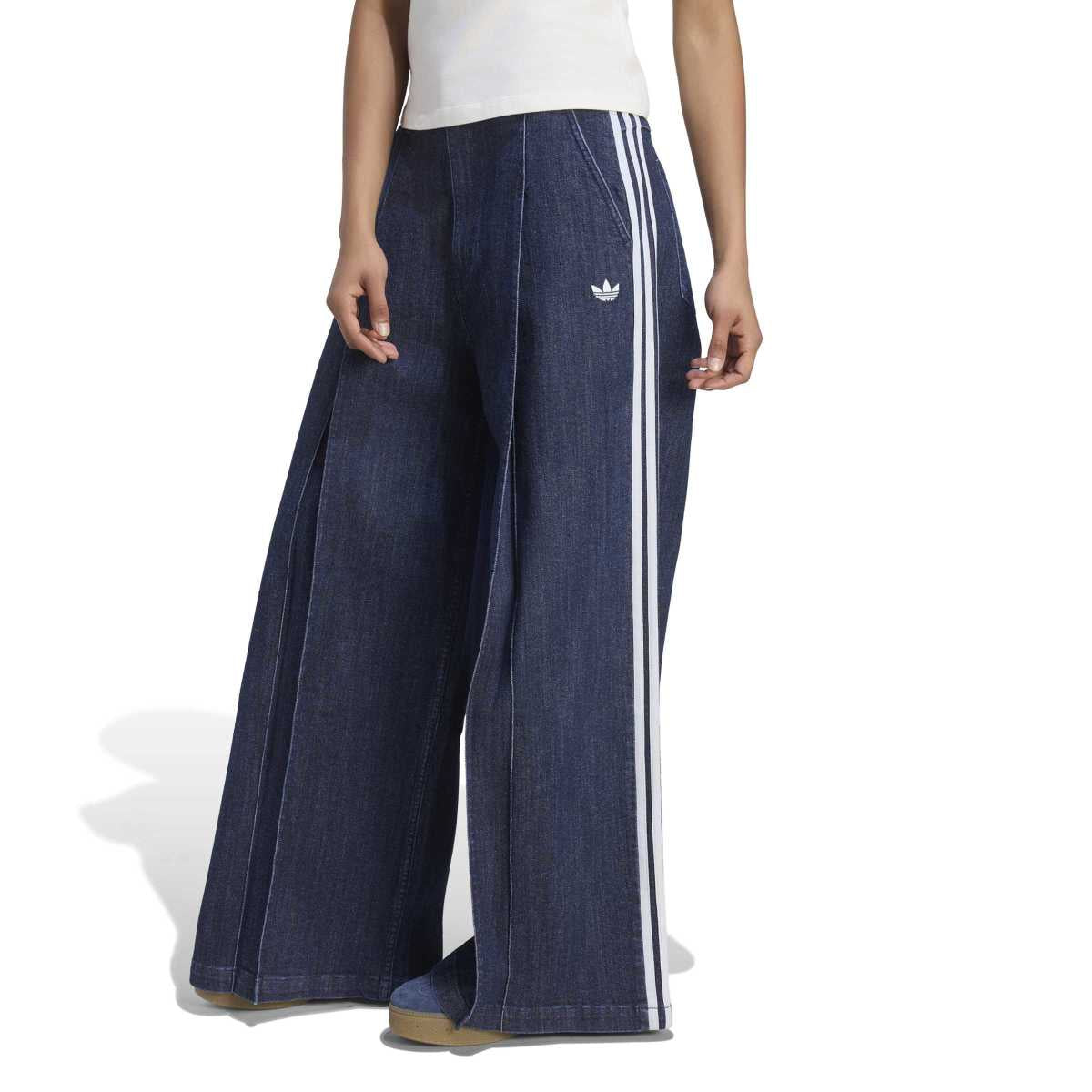 Denim Pleats Wide Leg Joggers 'Indigo'