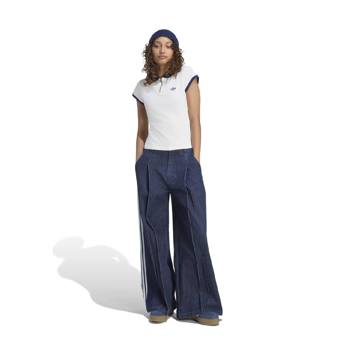 Denim Pleats Wide Leg Joggers 'Indigo'