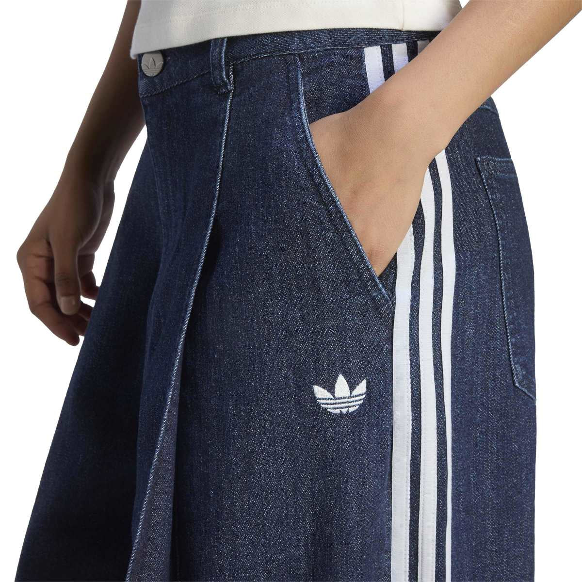 Denim Pleats Wide Leg Joggers 'Indigo'