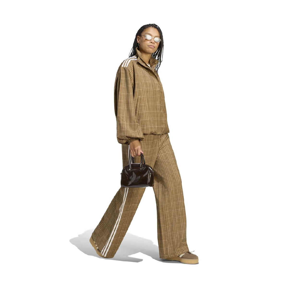 Blousy Check Track Top 'Brown Desert'