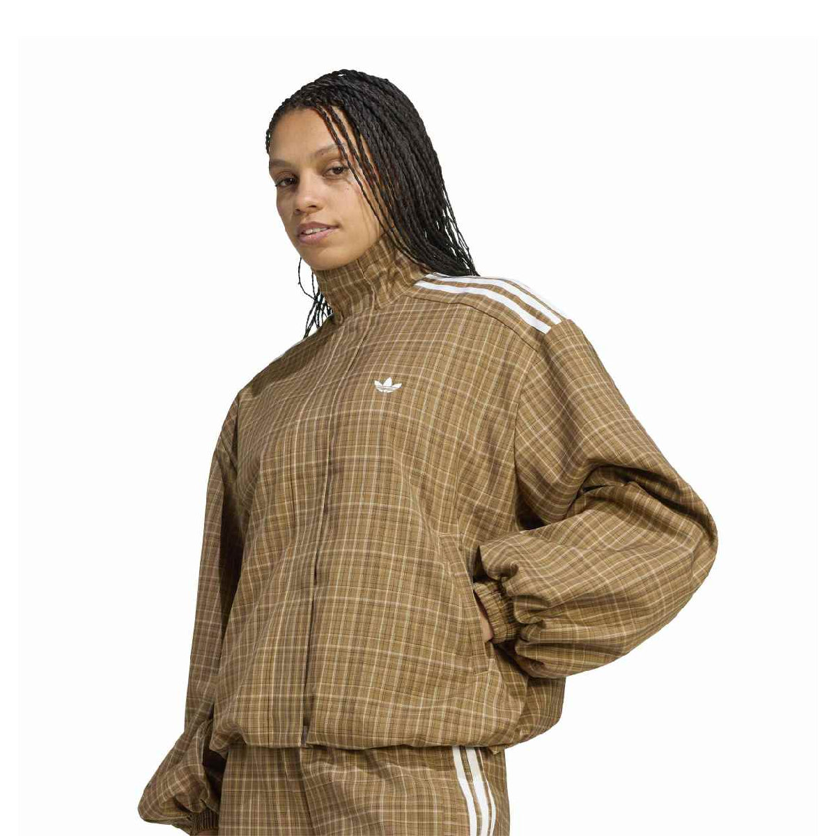 Blousy Check Track Top 'Brown Desert'