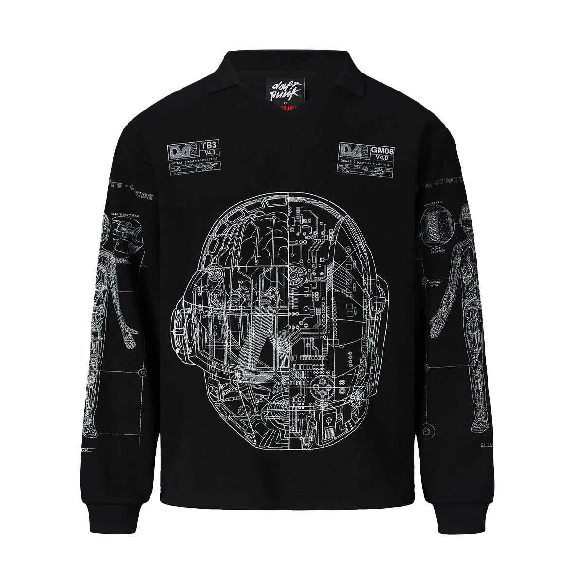 + Daft Punk Schematic L/S Polo 'Black'