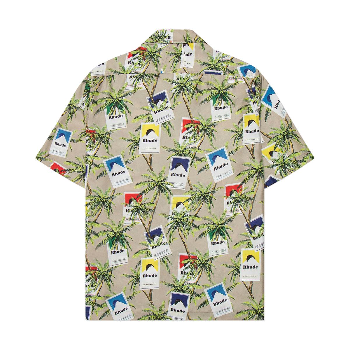Cigarette Print Shirt 'Taupe Multi'