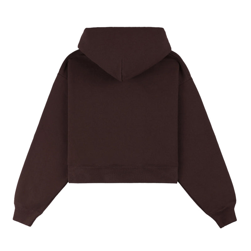 H&W Crest Cropped Hoodie 'Chocolate'