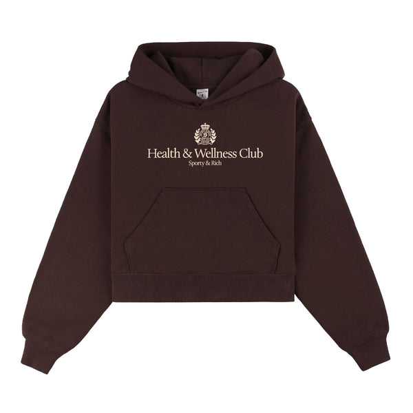 H&W Crest Cropped Hoodie 'Chocolate'