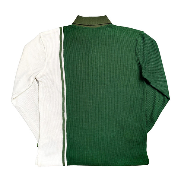 Tennis Pique 019 L/S Polo Shirt 'Green White'