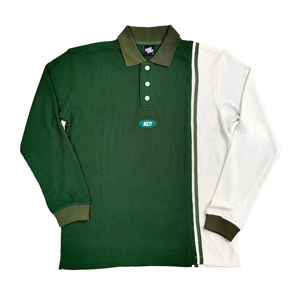 Tennis Pique 019 L/S Polo Shirt 'Green White'