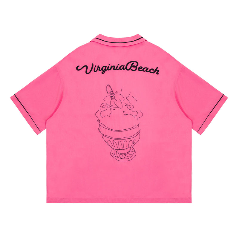 Virgina Beach Bowling Shirt 'Pink'