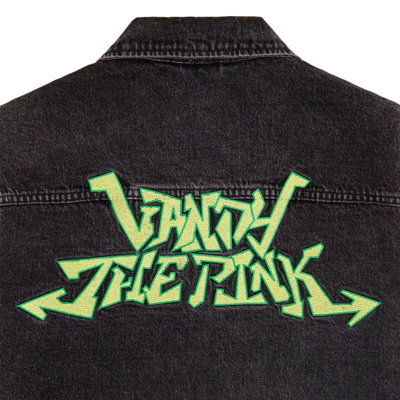 Graffiti Denim Jacket 'Black Neon Green'