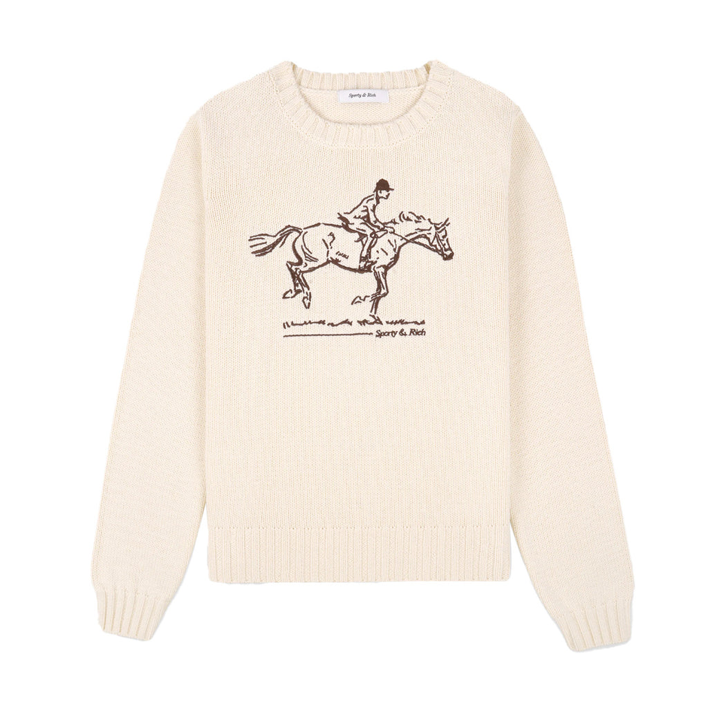 ★Sporty & Rich★ Athletic Sweatshirt Cream CR655CR CR655CRF Running Crewneck - Cream – Sporty & Rich