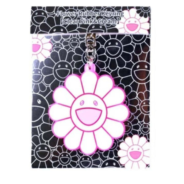 Flower Rubber Keyring 'Clear Pink Cream'