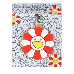 Flower Rubber Keyring 'Clear Red White'