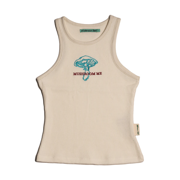 Mushroom Me Embroidery Tank Top 'Cream'