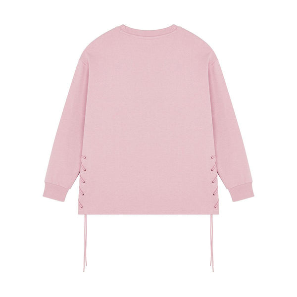 Lacing Detail Crew Sweatshirt 'Pink'