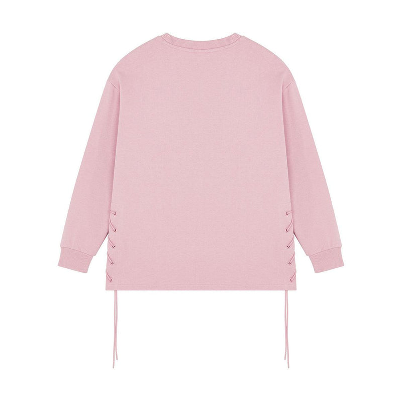 Lacing Detail Crew Sweatshirt 'Pink'