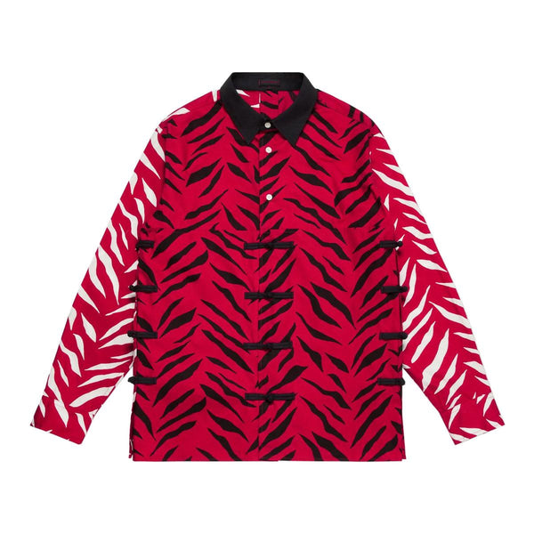 Button Up Chinese Shirt 'Red'