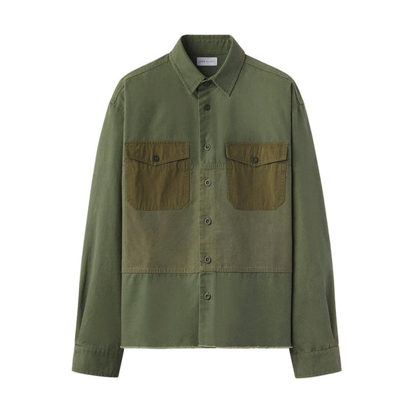 Panelled Military Hemi Shirt 'Olive'