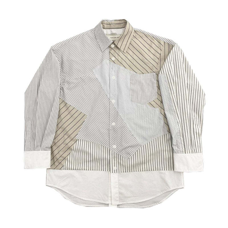 Multi Striped Patchwork Shirt 'Grey'