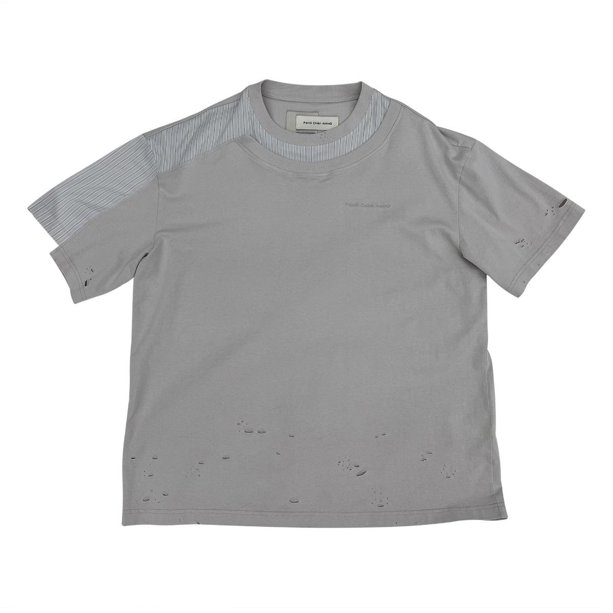 Patchwork Striped Tee 'Grey'