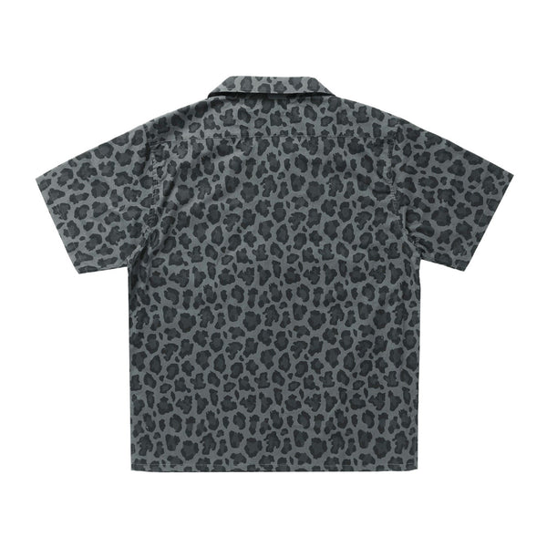 Fake Leopard Open Collar Shirt 'Grey'
