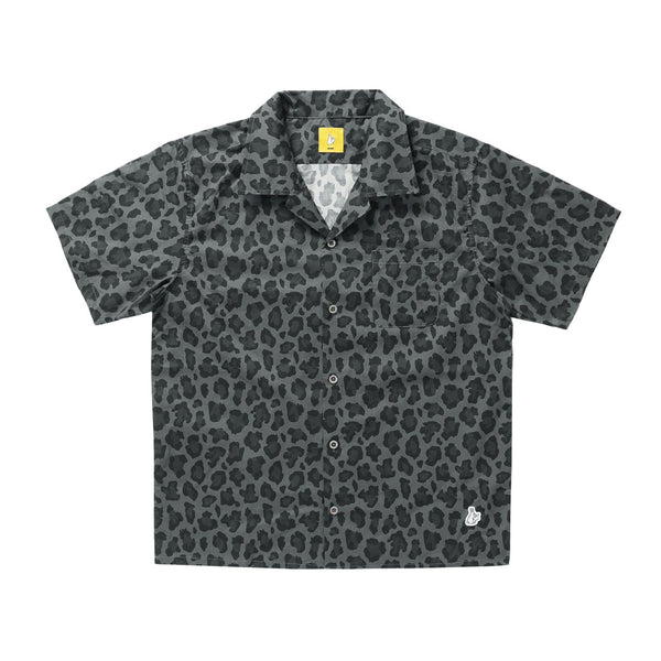 Fake Leopard Open Collar Shirt 'Grey'