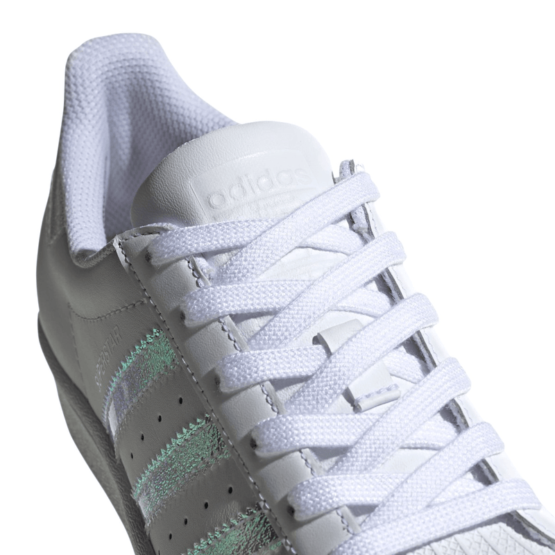 Adidas superstar top white and iridescent