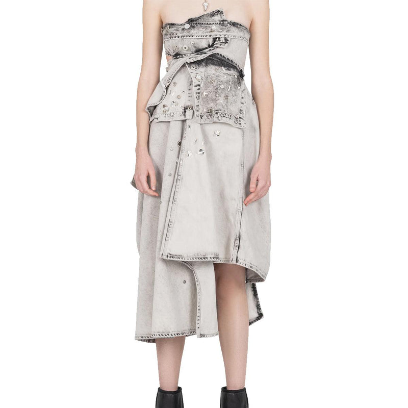 Detachable Deconstructed Denim Dress 'Grey'